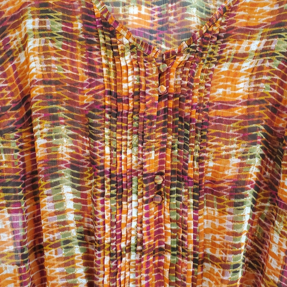 Jones New Tork Sport Size M Fall pattern, drop elastic waist blouse - Picture 8 of 9